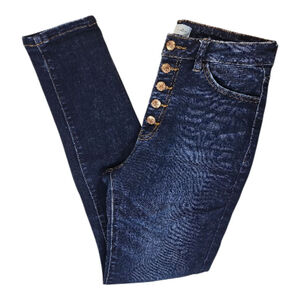 Kancan Curve Dark Wash Skinny Jeans Womens 9/28 Button Fly Stretch Denim